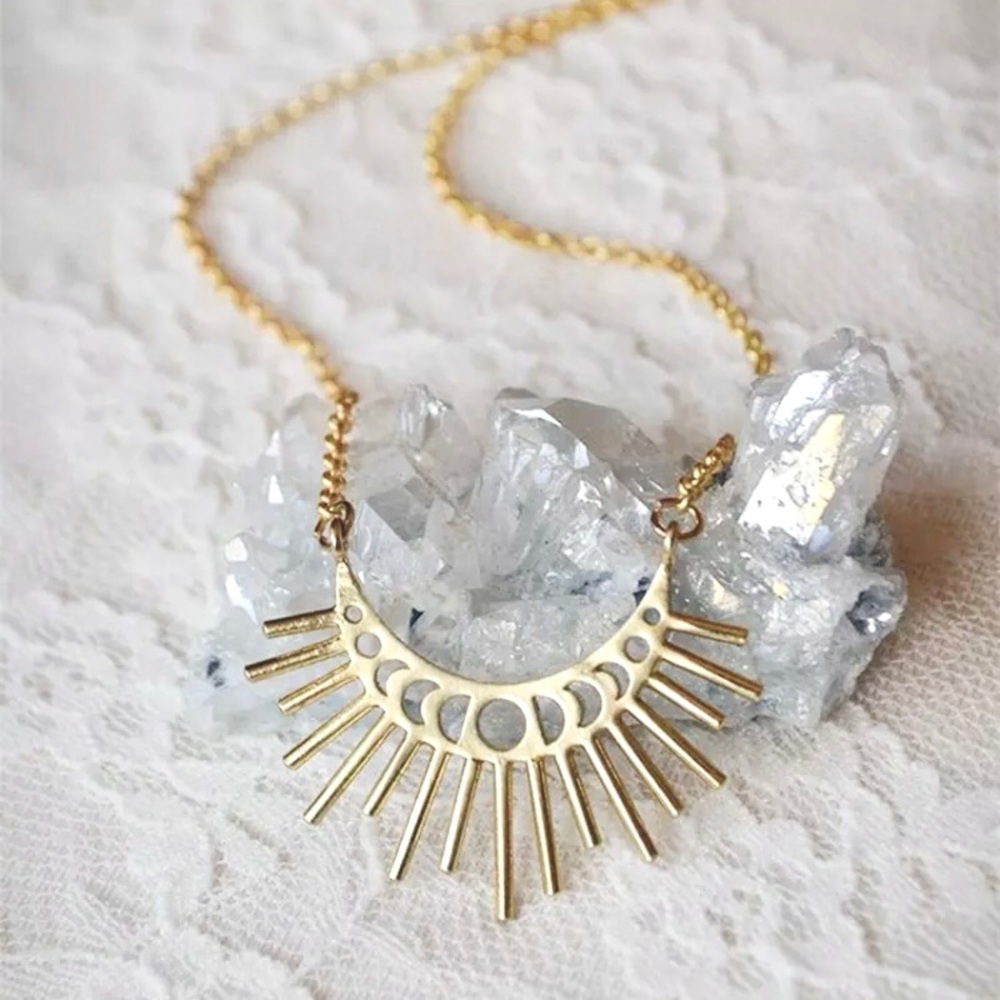 “Bohemian Beginning” Indie Moon Phase/Sun Necklace - Picture 3 of 3